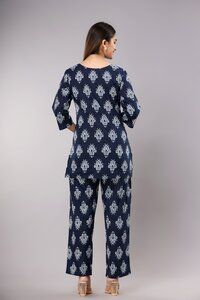 Blue Cotton Printed Nightsuit