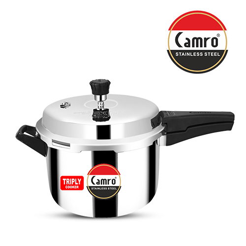 Camro Triply Butterfly Outer Lid Stainless Steel in SAS Metal Pressure Cooker (Induction Friendly) Pressure Cooker in 10 ltr..