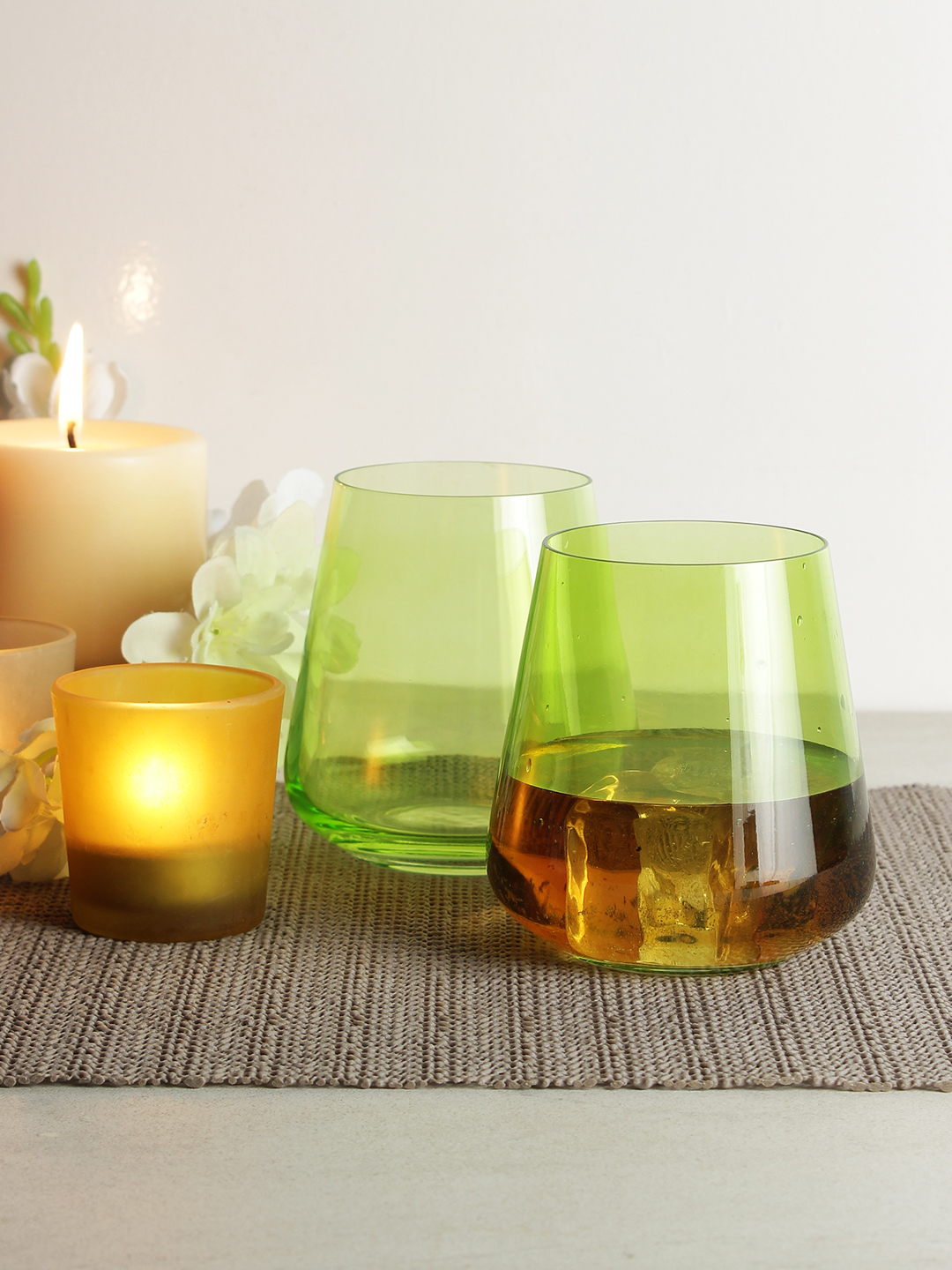 Whiskey Glass 400 ML Set of 6 Pcs Full Green  Bohemia Crystal Siesta