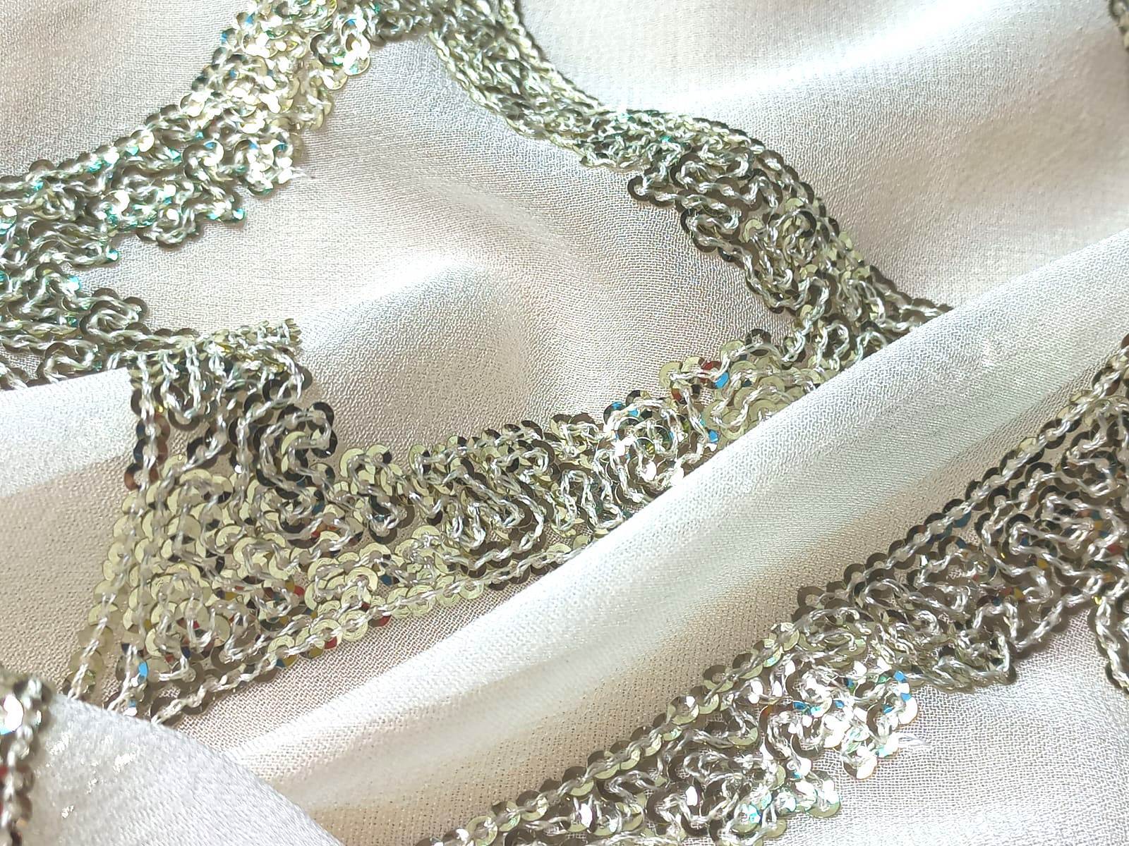 Dyeable Embroidery fabric with Sequins work