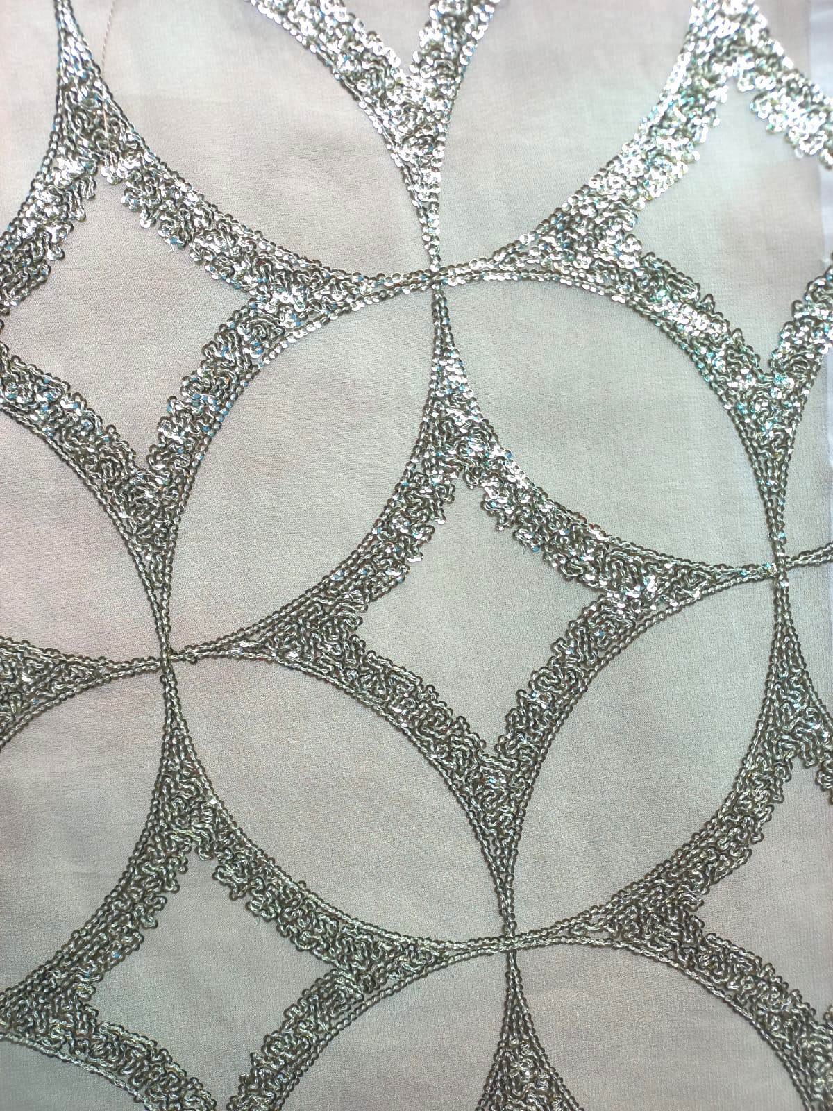 Dyeable Embroidery fabric with Sequins work
