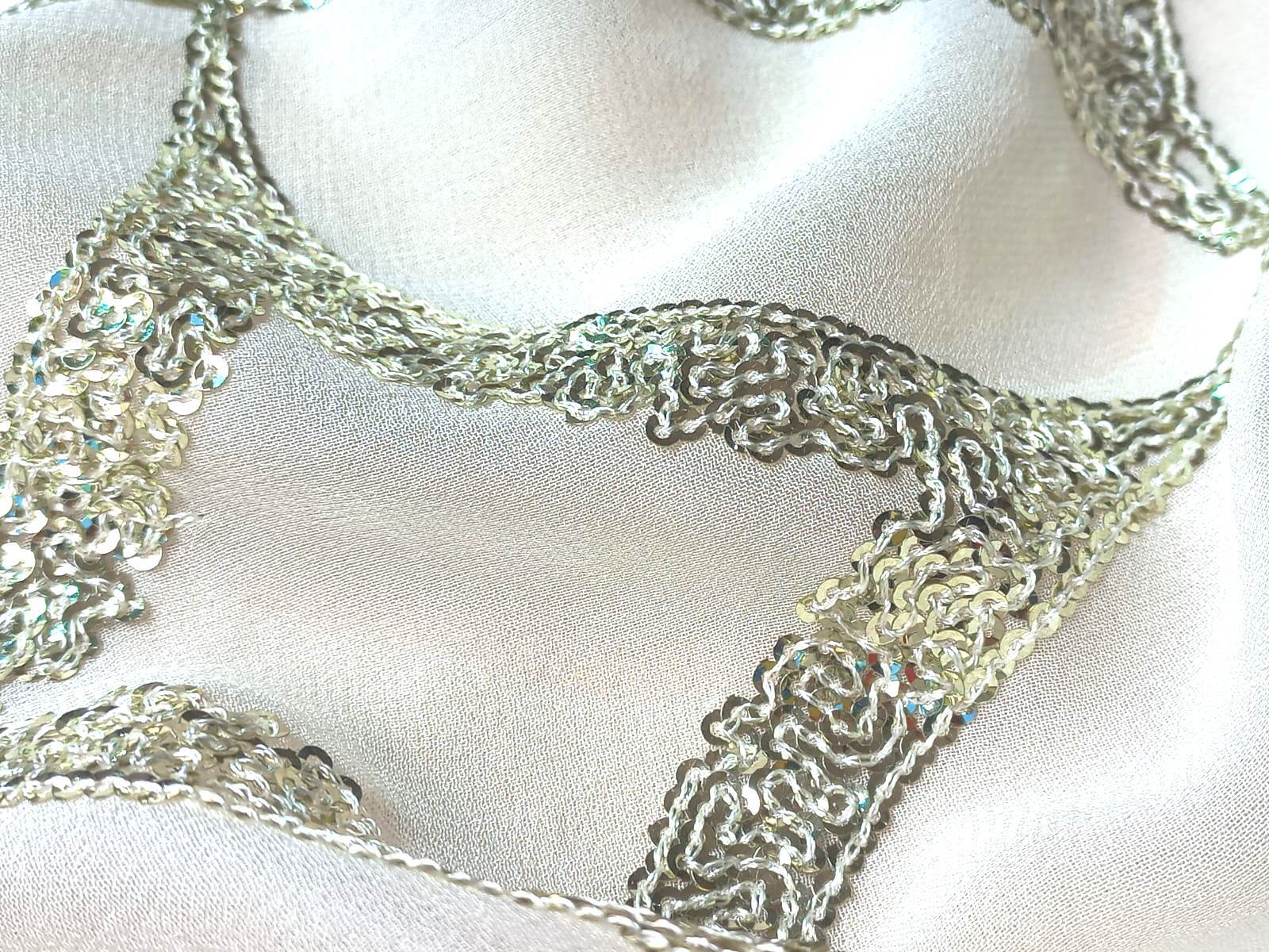 Dyeable Embroidery fabric with Sequins work