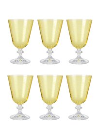 Wine glass set  ohemia Crystal Bella yellow engraved 350 ML Set of 6