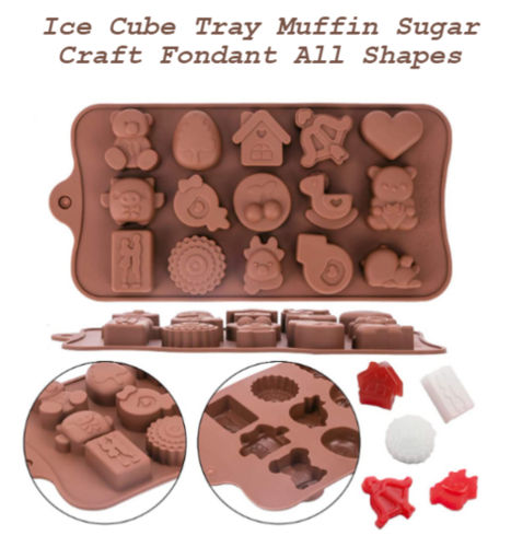 Ice Cube Tray Muffin Sugar Craft Fondant All Shape Chocolate Moulds