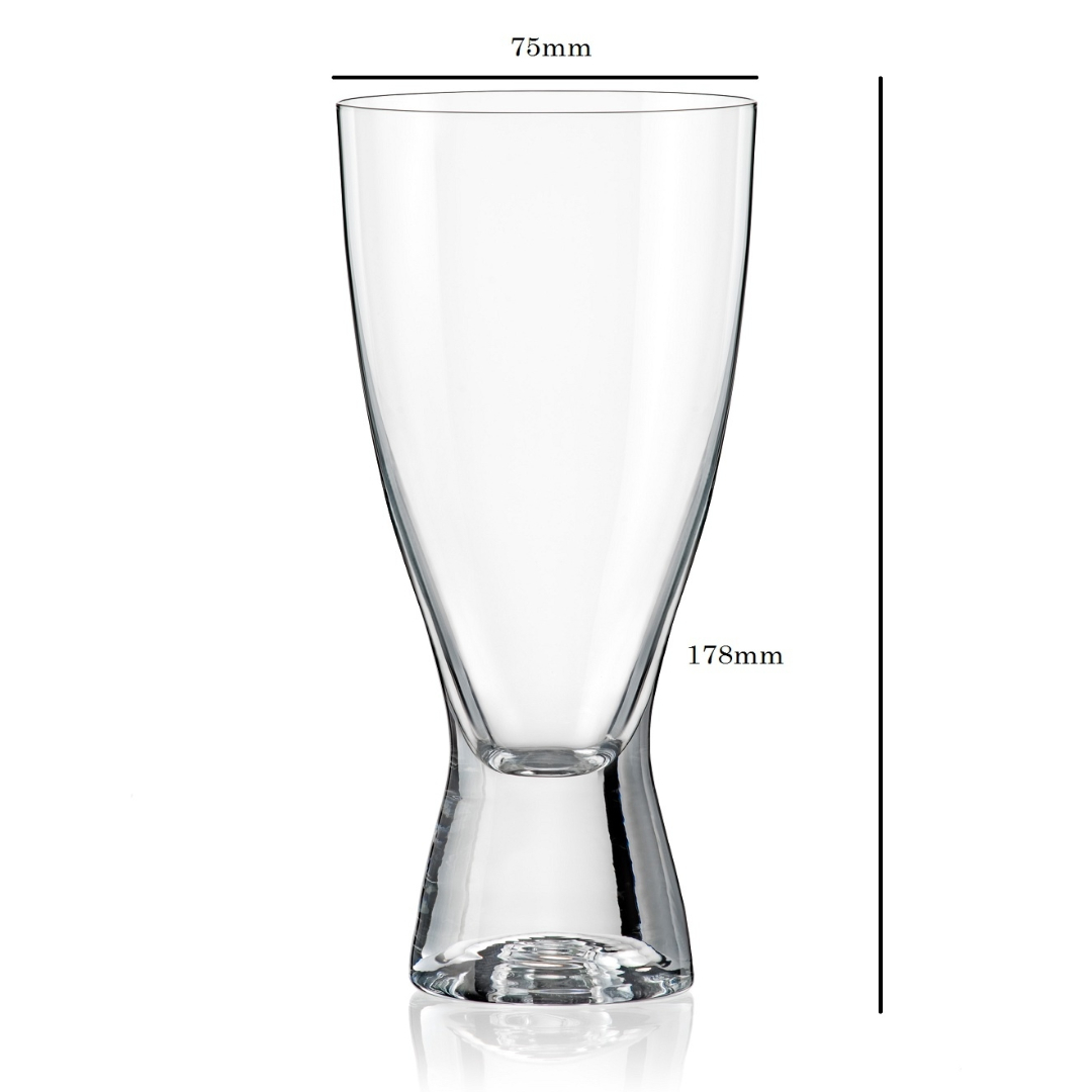 Bohemia Crystal Samba Tall Beer Glass Set 350ml Set of 6 Transparent