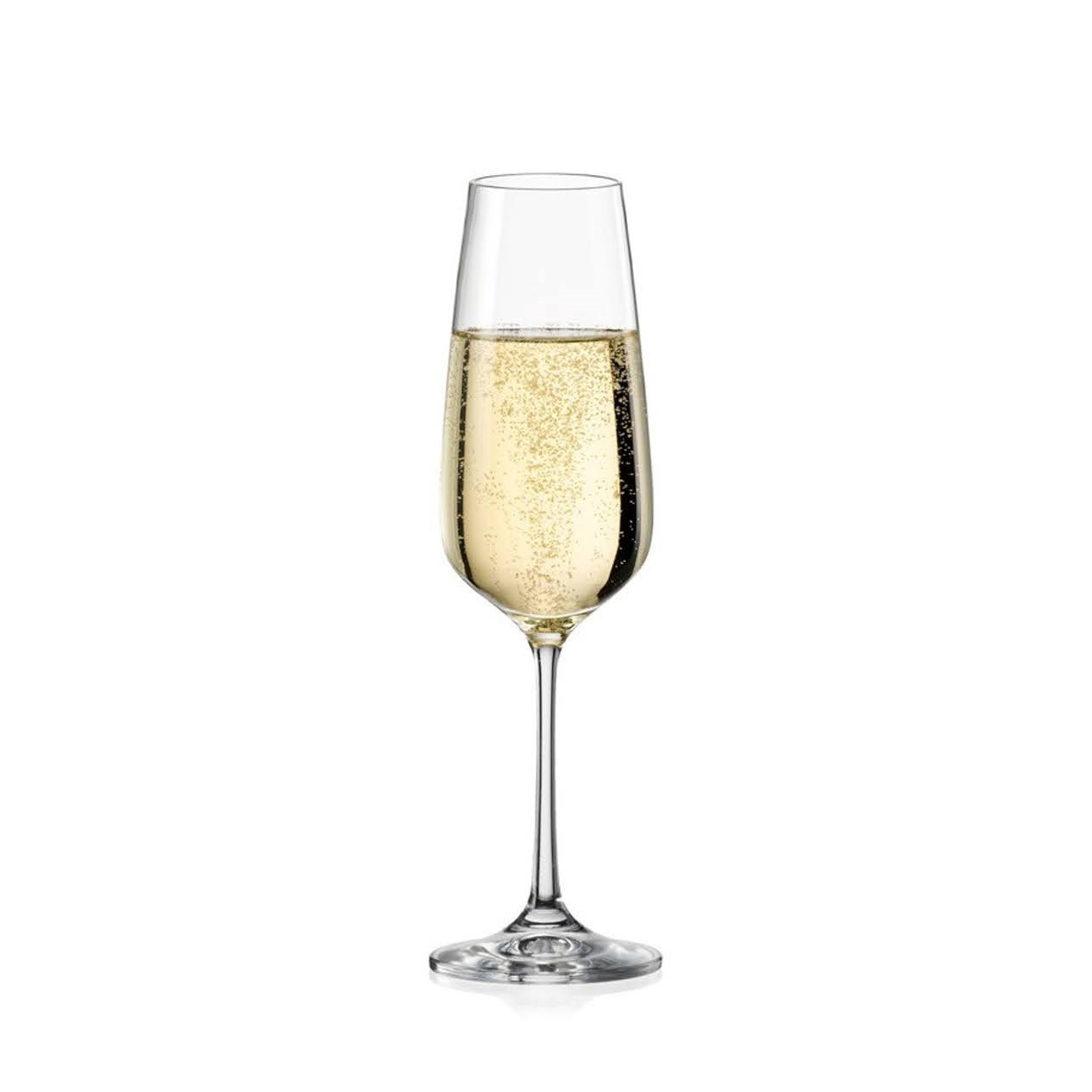 Bohemia Crystal Imported Premium Gisselle Champagne Flute Glass Set 190 ml (6.75 oz) Set of 6