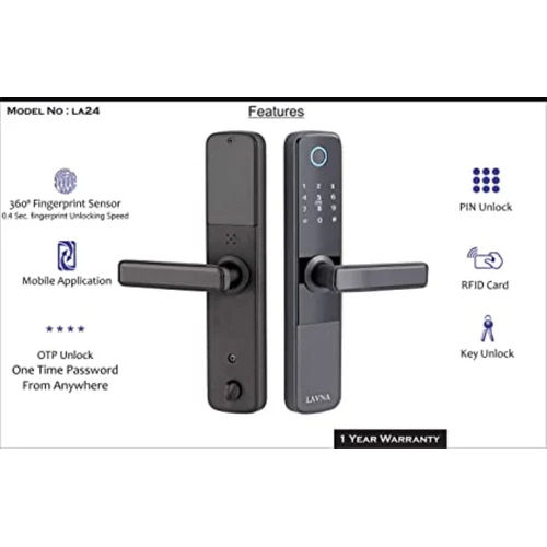 Smart Biometric Door Lock Glass Series With App Support With Wireless Remote Application: Commercial