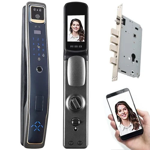 Series Wifi Smart Biometric Cam Door Lock With Camera And Screen With Remote Image On App Application: Commercial