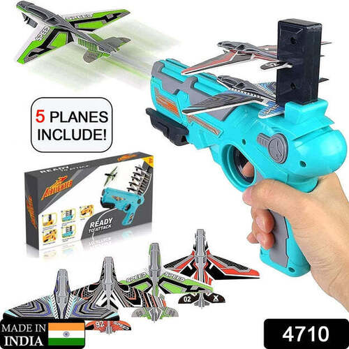 AIRPLANE LAUNCHER GUN TOY WITH FOAM GLIDER PLANES (4710)