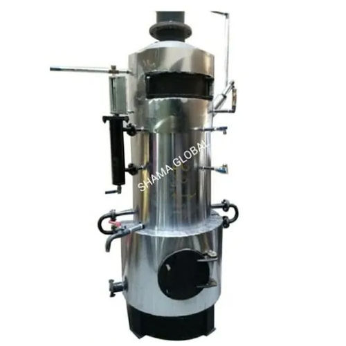 Silver Wood Fired Vertical Steam Boiler