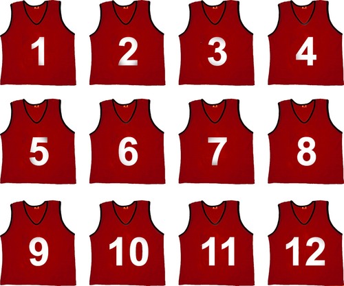 SAS SPORTS 1 to 12 Numbered Training Bibs Maroon M