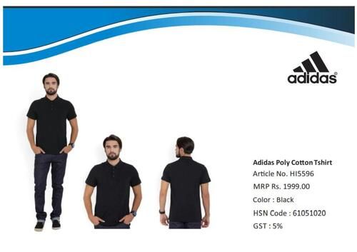 Adidas poly cotton black t-shirt