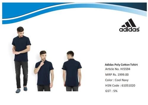 Adidas navy poly cotton t-shirt