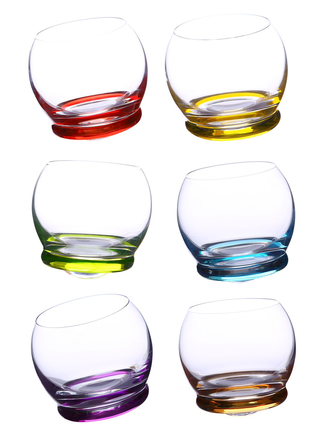 Bohemia Crystal Crazy Whiskey Glass Set 390ml Set of 6 Multi Colour