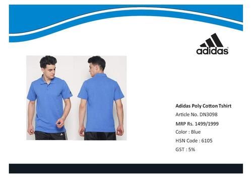 Adidas blue poly cotton t-shirt