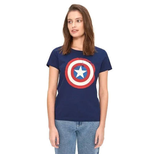 Blue Captain America Printed T-Shirt