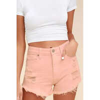 Ladies Denim Shorts - Washed Denim Different Sizes Peach Color | Stylish & Comfortable Edgy Design Perfect for Any Occasion