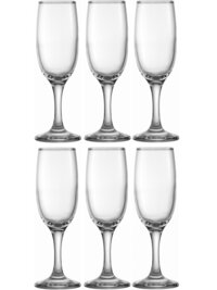 Smartserve Superior Champagne Flutes Glass Set 185ml Set of 6 Clear