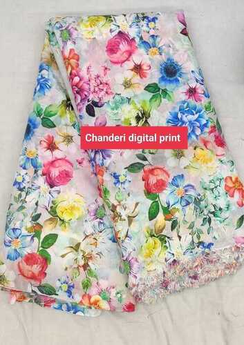 Chanderi Digital Print Fabric. - Color: Multicolor