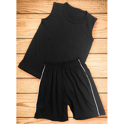 Plain Short And Sando Set - Color: Black