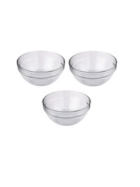 Smartserve Imported Kyklos Stackable Glass Bowl Lines Set 1080ml Set of 3