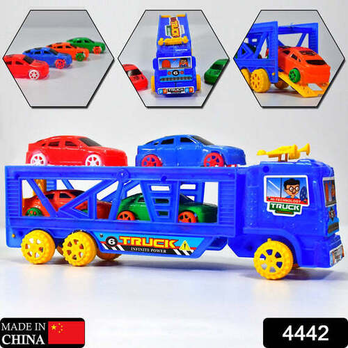 TOY SET TRUCK WITH 4 MINI CARS TOY VEHICLES FOR CHILDREN (4442)