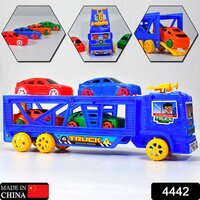 Toy Set Truck With 4 Mini Cars Toy Vehicles For Children - Plastic, 30x9x14 Cm | Role Play, Ideal For Gifts, Ages 3+, Inspires Imagination