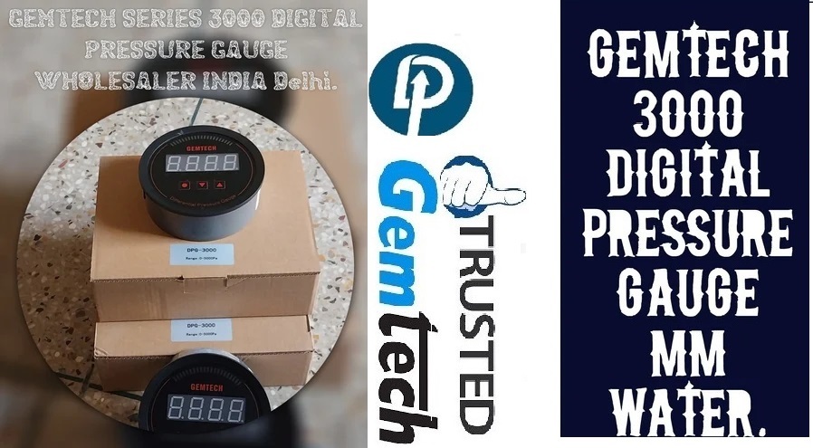 GEMTECH Series 3000 Digital Pressure Gauge with Alarm Range 0 to 10000 PASCAL for Vitthal Temple Pandharpur