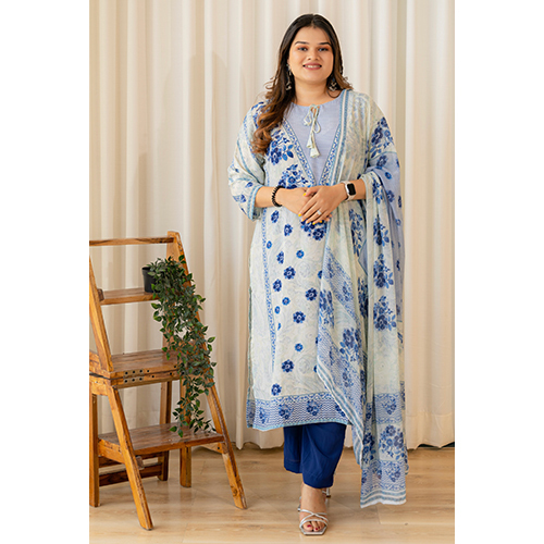 Multicolor Turkish Blue And White Suit Set