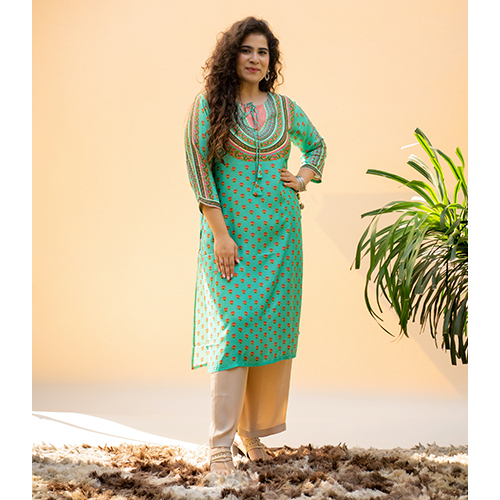 Multicolor Green Ikkat Tunic