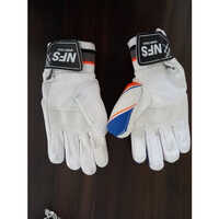 Nfs Shield Cricket Gloves - Leather, Medium Size, White Color | Full Fingered, Strap Closure, High-quality Grip, Printed Design