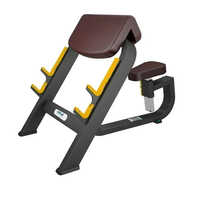 Preacher Curl Bench - Commercial Use, Manual Operation With Brown Seat | Ideal For Tonning Up Biceps, Warranty Included