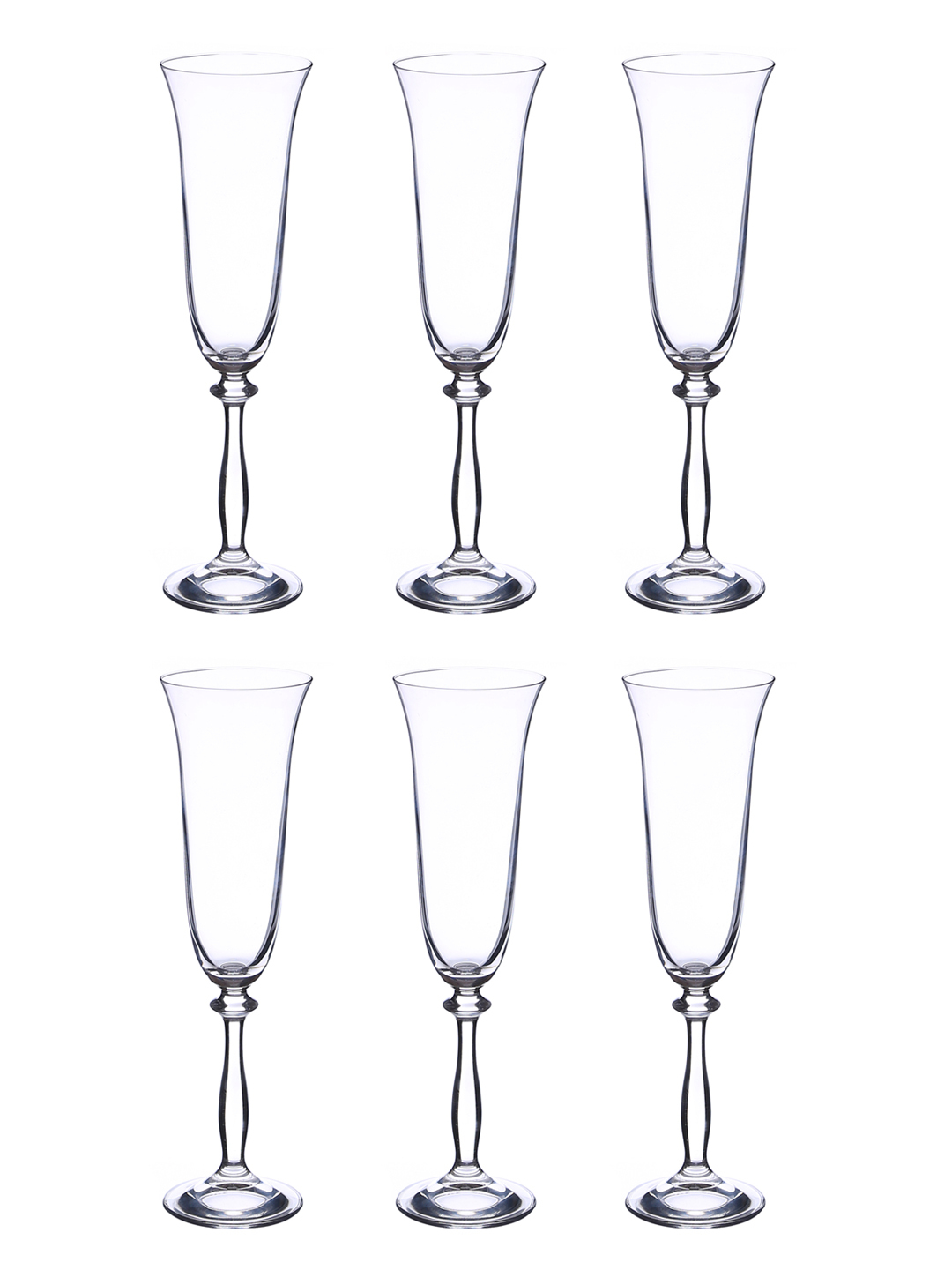 Bohemia Crystal Angela Champagne Flute Set 190ml Set of 6pcs Transparent Non Lead Crystal Glass