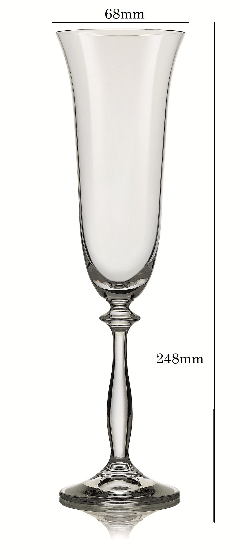 Bohemia Crystal Angela Champagne Flute Set 190ml Set of 6pcs Transparent Non Lead Crystal Glass