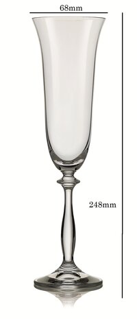 Bohemia Crystal Angela Champagne Flute Set 190ml Set of 6pcs Transparent Non Lead Crystal Glass
