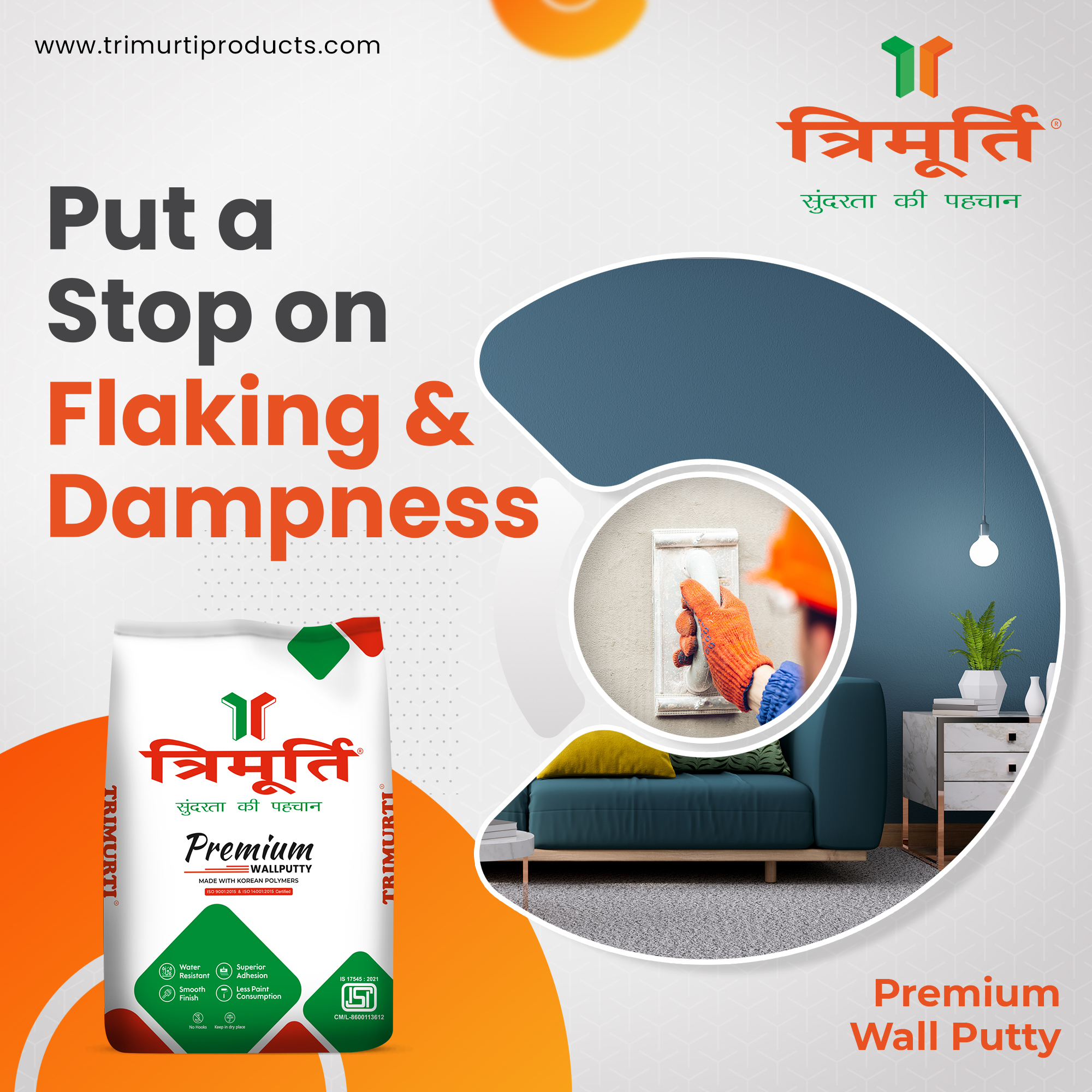 Trimurti 40 Kg Premium Wall Putty