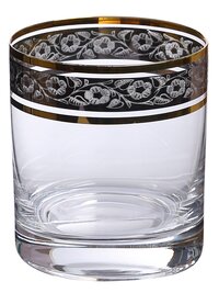 Bohemia Crystal Barline Whiskey Glass Set  280ml Set of 6pcs  Gold Colour Non Lead Crystal Glass
