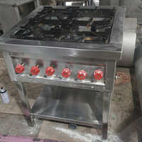4 Burner Range - Stainless Steel, 32x32x34 Inches | Silver Finish, Ideal For Hotels, Motels, And Restaurants