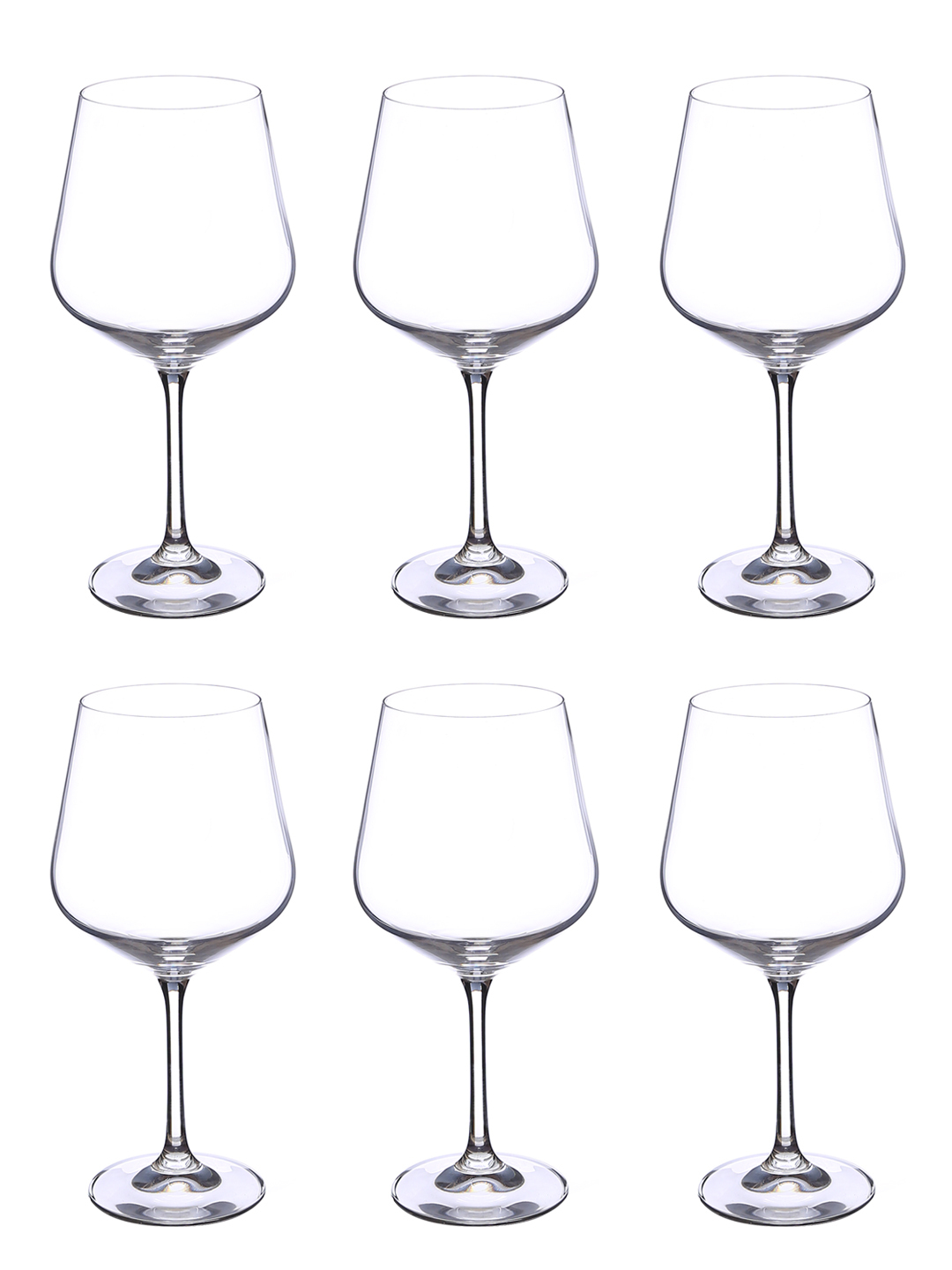 Bohemia Crystal Sandra Red Wine Glass Set 570ml Set of 6 Transparent