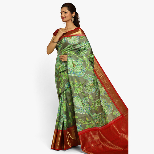 Pure Natural Silk Printed Saree - Color: Multicolor