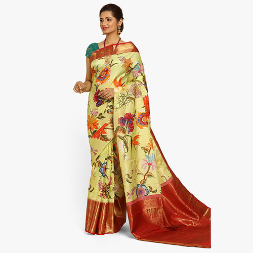 Ladies Floral Print Silk Saree