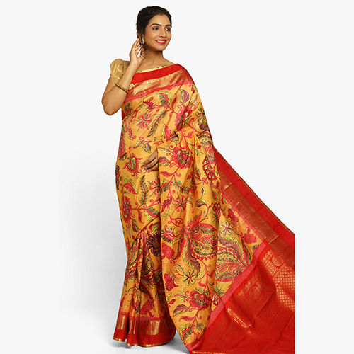 Ladies Floral Print Silk Saree