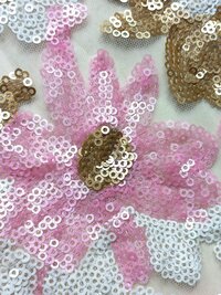 Designer white pink sequin fabric online india