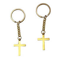 Golden Gods Way Keychain Baptism Brass Christian Cross Key Ring