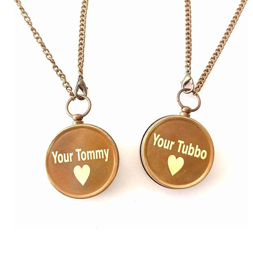 A  Brass Your Tommy Your Tubbo Compass Necklace Pair Valentine Gift