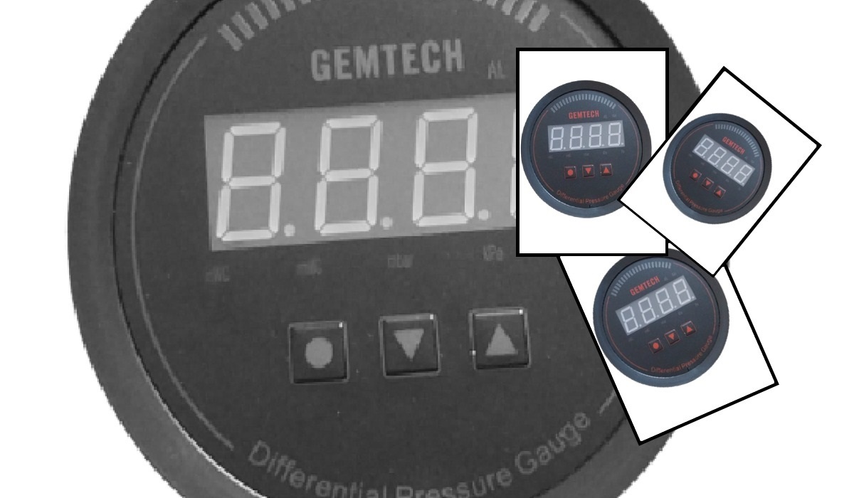 GEMTECH Series 3000 Digital Pressure Gauge With Alarm Range 0 to 1.000 INCH W.C.