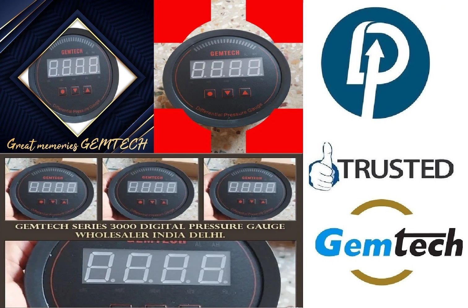 GEMTECH Series 3000 Digital Pressure Gauge with Alarm Range 0 to 2500 PASCAL New Delhi to Amritsar Punjab