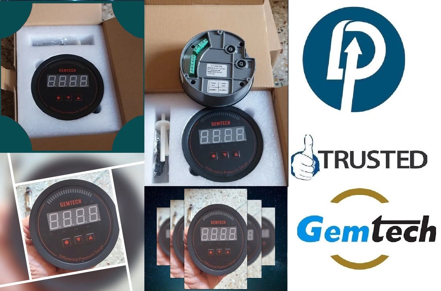 GEMTECH Series 3000 Digital Pressure Gauge with Alarm Range 0 to 2500 PASCAL New Delhi to Amritsar Punjab