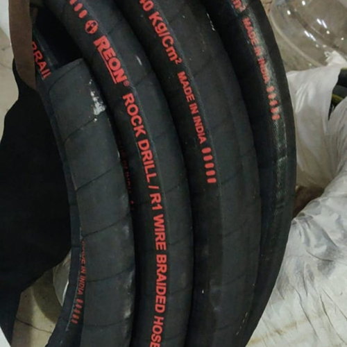 Rockdrill Wire Rubber Braided Hoses - Color: Black