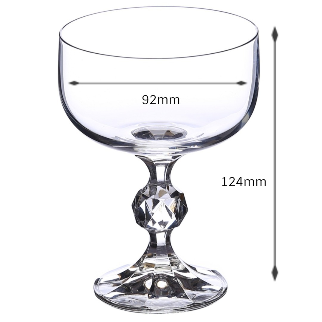 Bohemia Crystal Claudia Ice Cream Cup Set 200ml Set of 6pcs Transparent Non Lead Crystal Glass